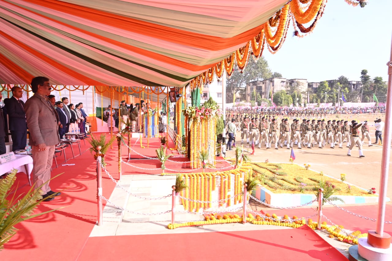 Chief Minister Mr. Hemant Soren inspected march past of the trainee jawans at the Paran Parade ceremony of IRB 9